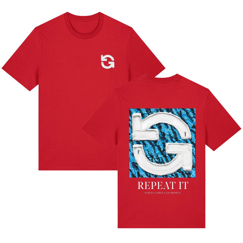 Garrix Ed Sheeran Repeat It T-Shirts Hohe Qualität Reine Baumwolle Kurzarm-T-Shirt Herren Damen Locker Bekleidung Harajuku Y2k Oberteile XS rot