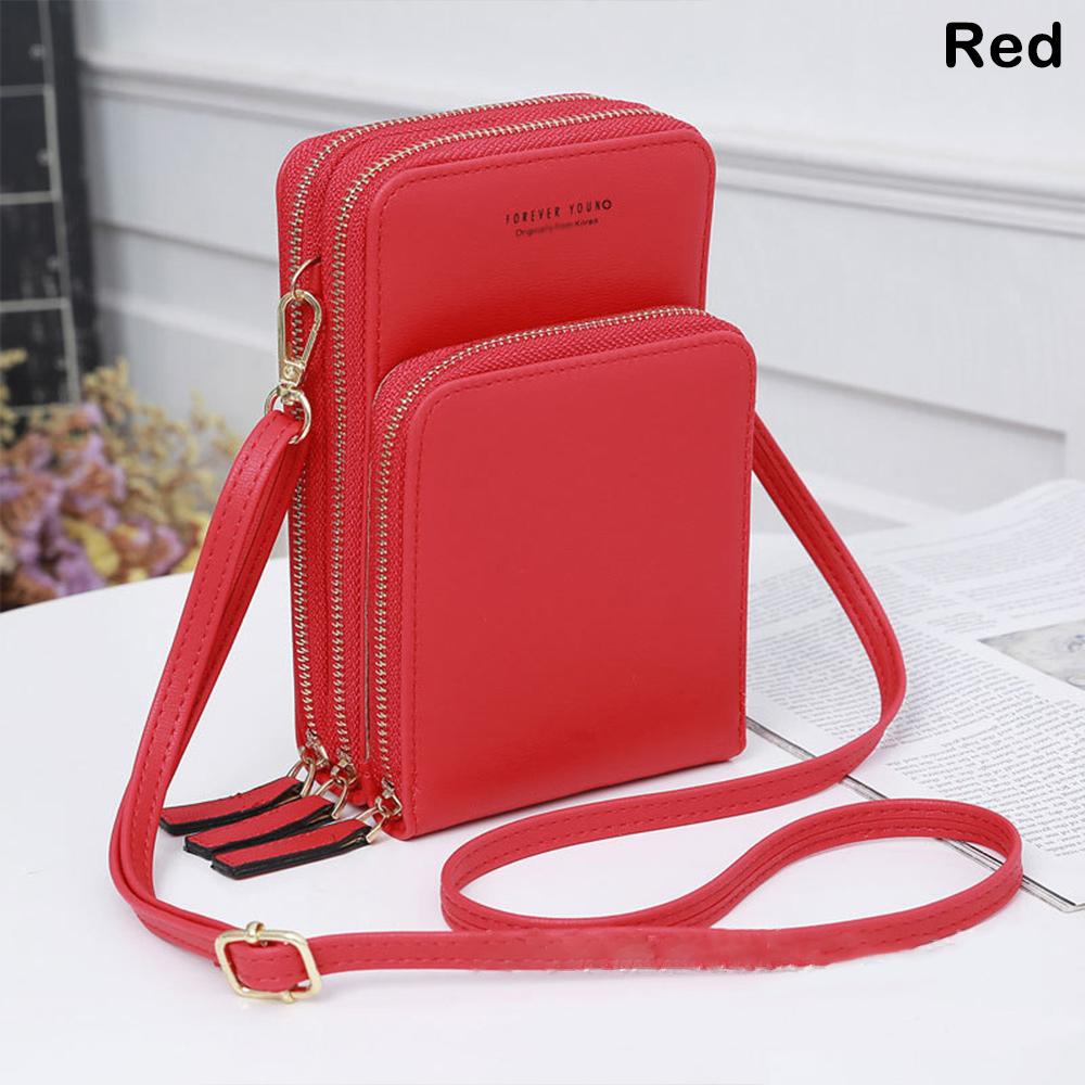 Handy-Geldbörse, kleine Umhängetasche, Handytasche, modisch, für den täglichen Gebrauch, Kartenhalter, Mini-Umhängetasche für Damen rot