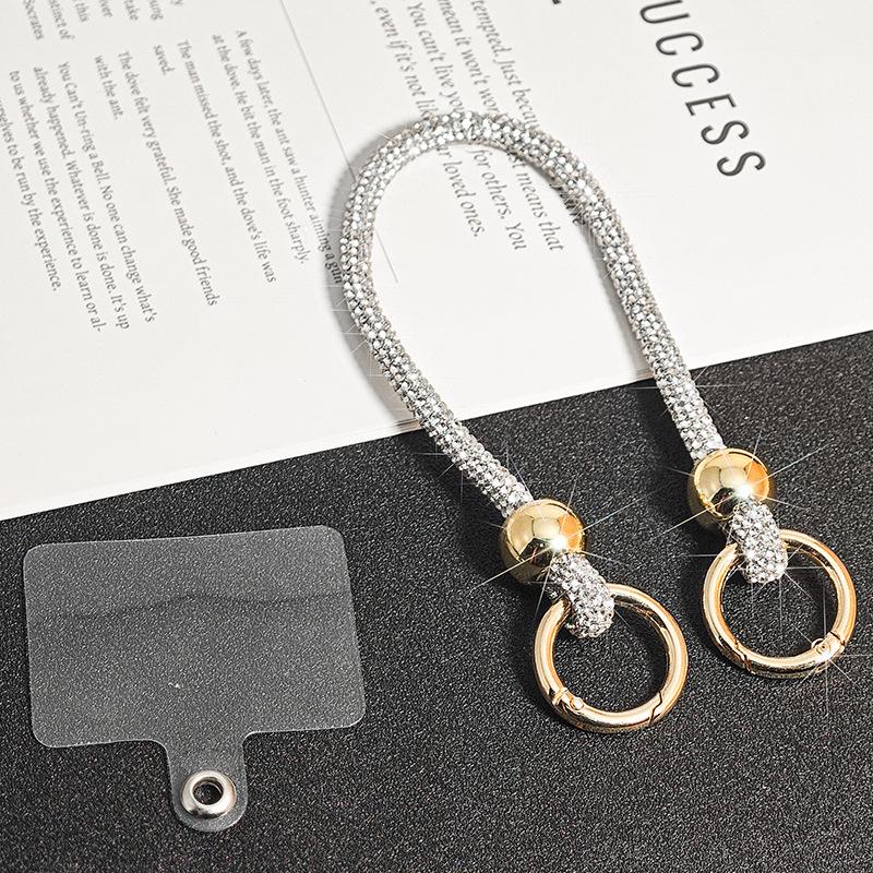Heller Strass Handy-Lanyard Kristall Handyhülle Kettenriemen Handyzubehör Silver 30cm