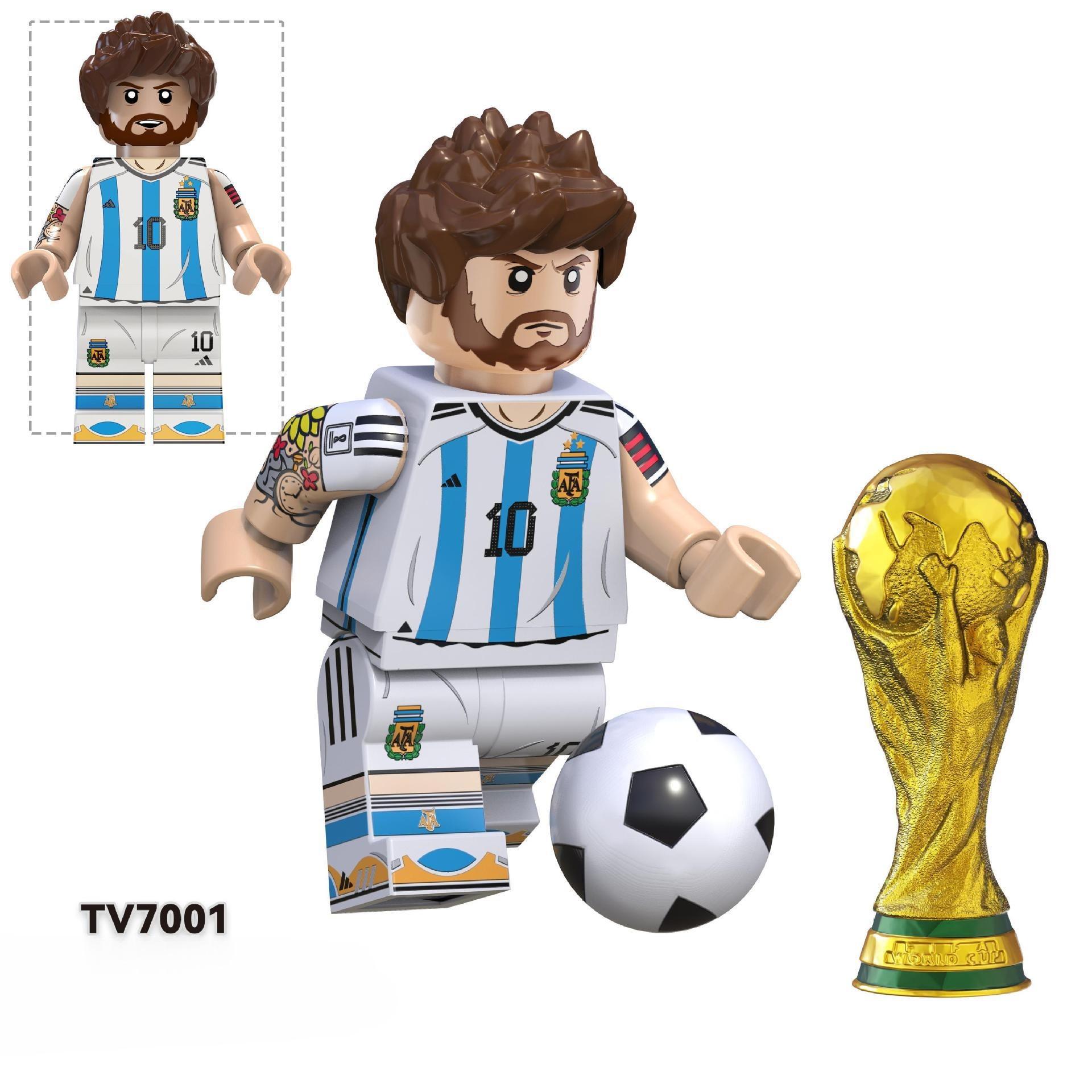 Fußballfiguren Bausteine TV6501 Bausteine Spielzeug Fußballstars für Geburtstag Halloween Weihnachtsgeschenke brown
