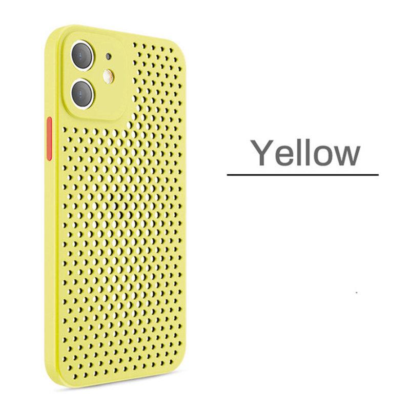 Wärmeableitung Atmungsaktive Kühlung Fall Für iPhone 16 15 14 13 12 11 Pro Max XR XS Max X 7 8P 6s 14 15 Plus Weiche Silikon Stoßfest Stoßstange Abdeckung iPhone 6 Plus/6S Plus gelb