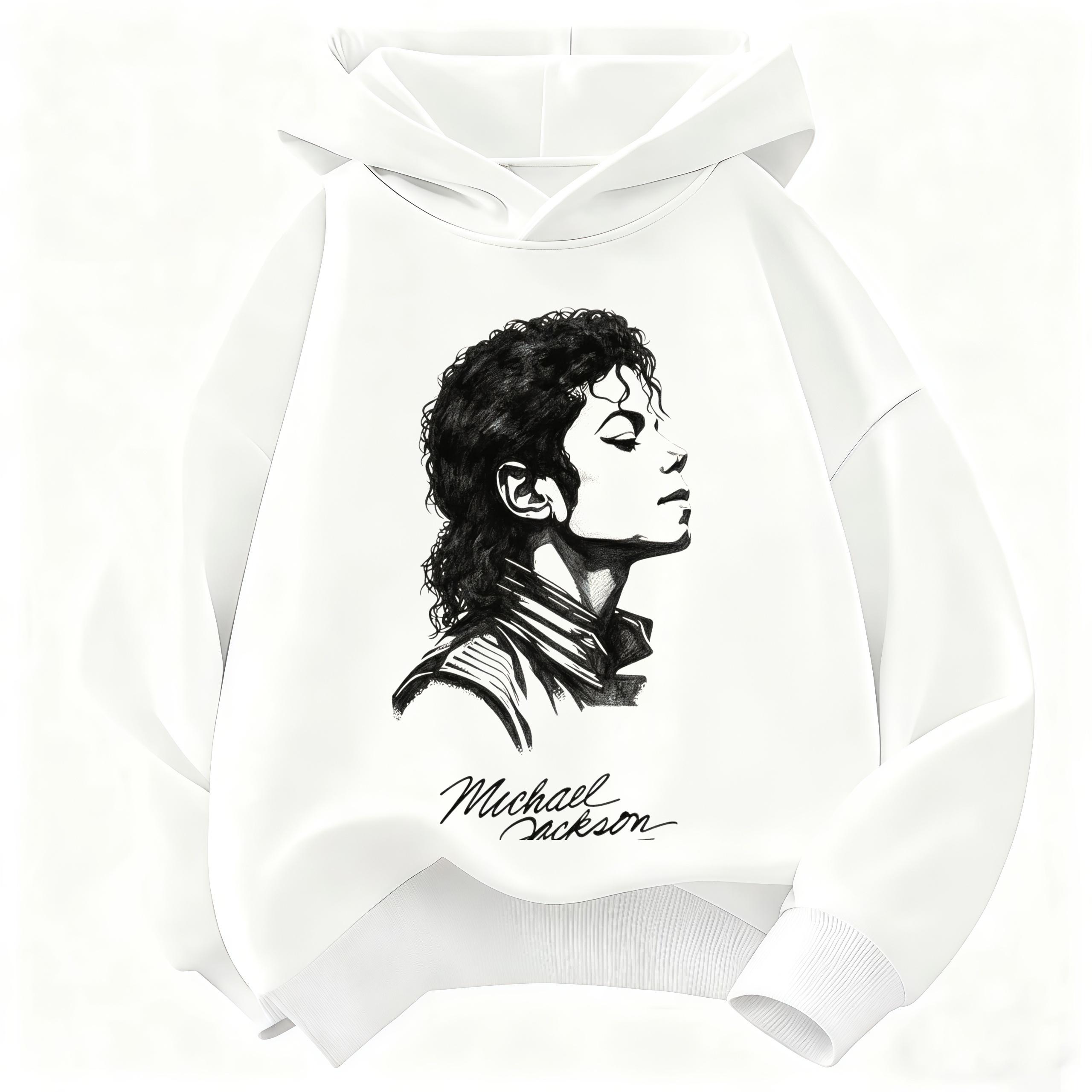 Neues Kinder Kapuzenpullover Michael Jackson Retro Buchstaben Figur Druck Pullover Kinder Jungen Mädchen Freizeit Vintage Mode Hoodie 100 black