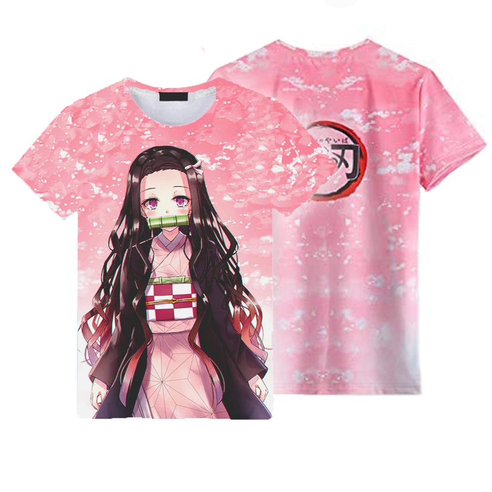 1-14 Jahre alt Cartoon Demon Slayer Print T-Shirts Jungen Mädchen Sommer Kinder Kleidung 3D Druck Kurzarm O-Ausschnitt Tops T-Shirts S