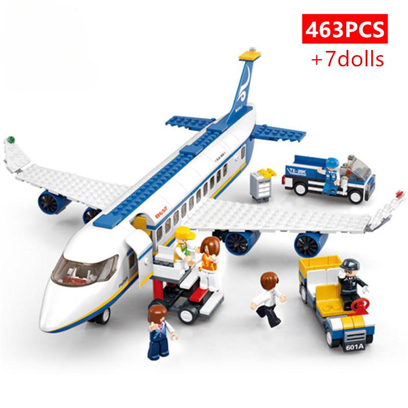 463 Stücke Stadt Flughafen Airbus Flugzeug Flugzeug Brinquedos Avion Modell Bausteine ​​Ziegel Pädagogisches Spielzeug für Kinder