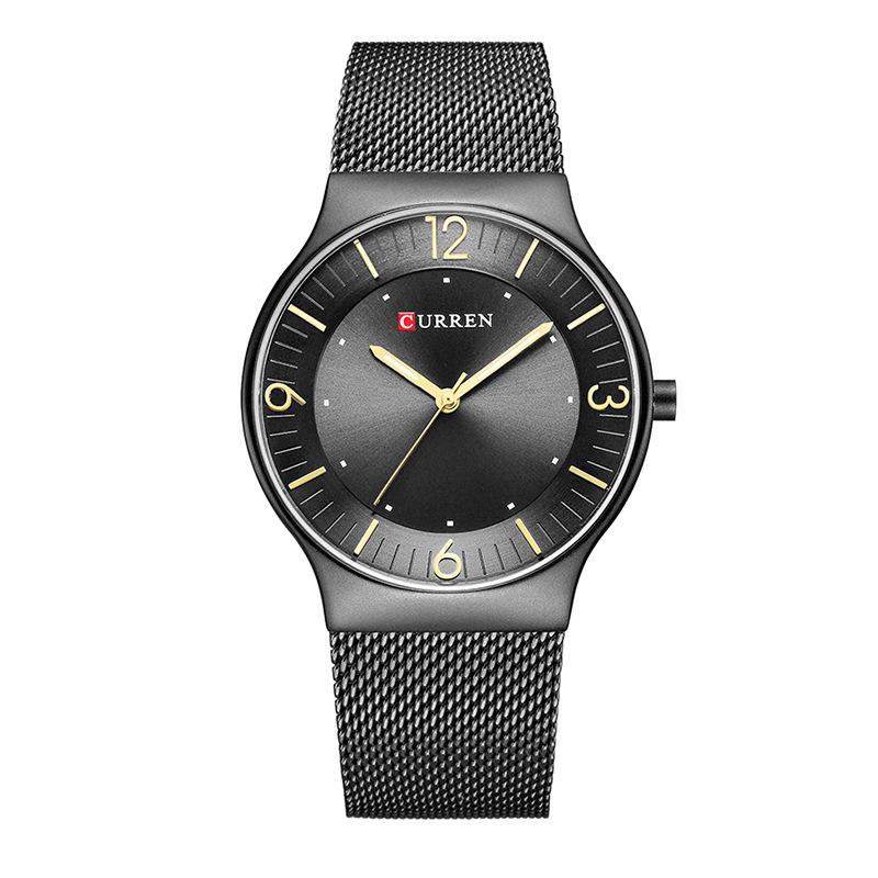 CURREN Neue Top-Herrenuhren, dünne runde Uhren, einfaches digitales Netzwerk mit wasserdichter Uhr schwarz