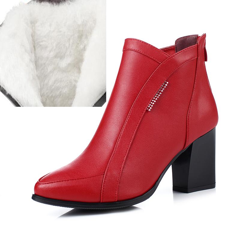 Frauen Stiefel Aus Echtem Leder Weibliche Stiefel Mode Lässig Schnee Winter Stiefel Weibliche Hohe Qualität 35