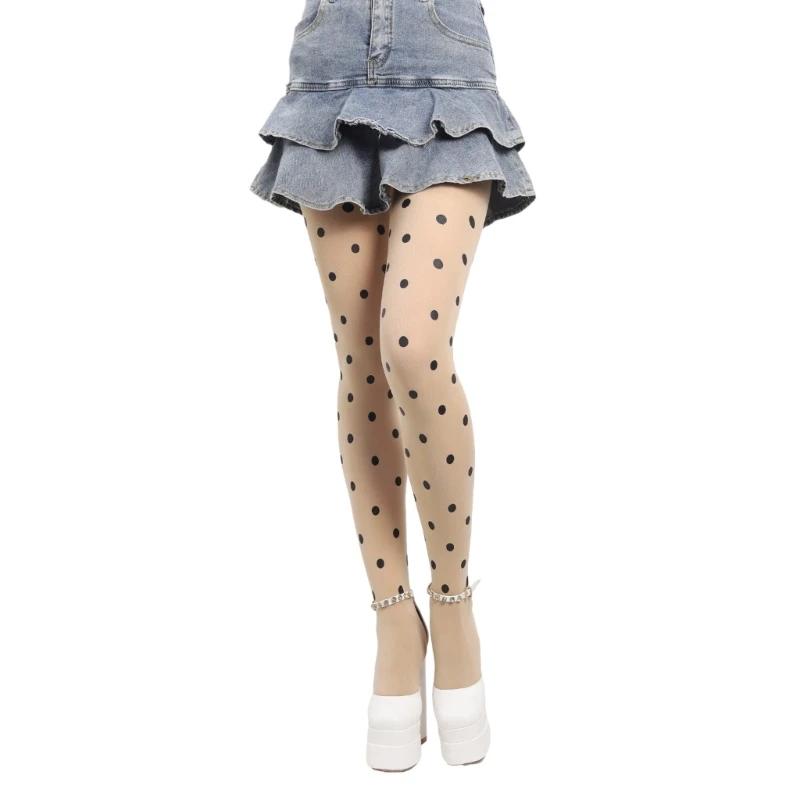 Vintage Gepunktete Blickdichte Strumpfhosen Strumpfhosen Seidenweiche Fußteil-Strumpfhosen Für Damen Strumpfhosen Japanisches Jk Mädchen Gepunktete Seidenweiche Strumpfhosen beige
