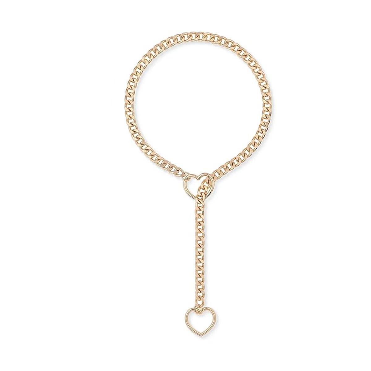 Rollenspiel O-Ring Gliederkette Für Damen Punk Rock Halskette Edelstahl Kubanische Lange Halskette Trendy Schlicht Verstellbare Y-Halskette beige
