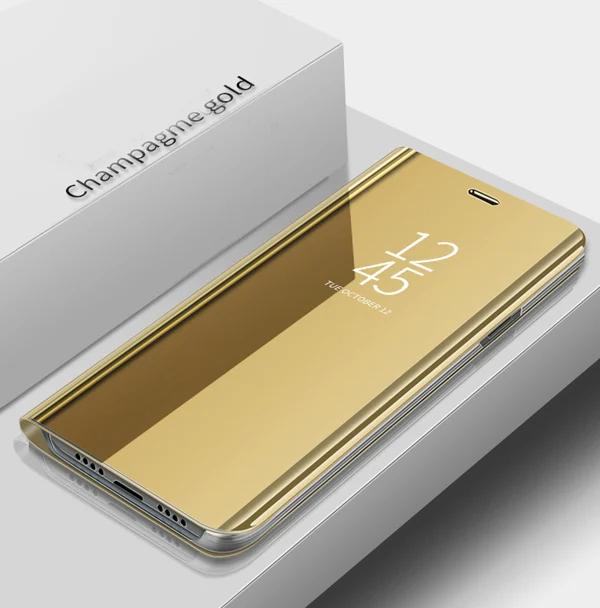 Spiegel-Flip-Hüllen für Xiaomi Redmi Note 14 13 12 11 Pro Plus 5G Ständerhalter Handyhülle Redmi Note 10S 11S 12S 10 9 8 Pro Hülle Note 14 Pro Plus 5G&for Xiaomi Redmi gold