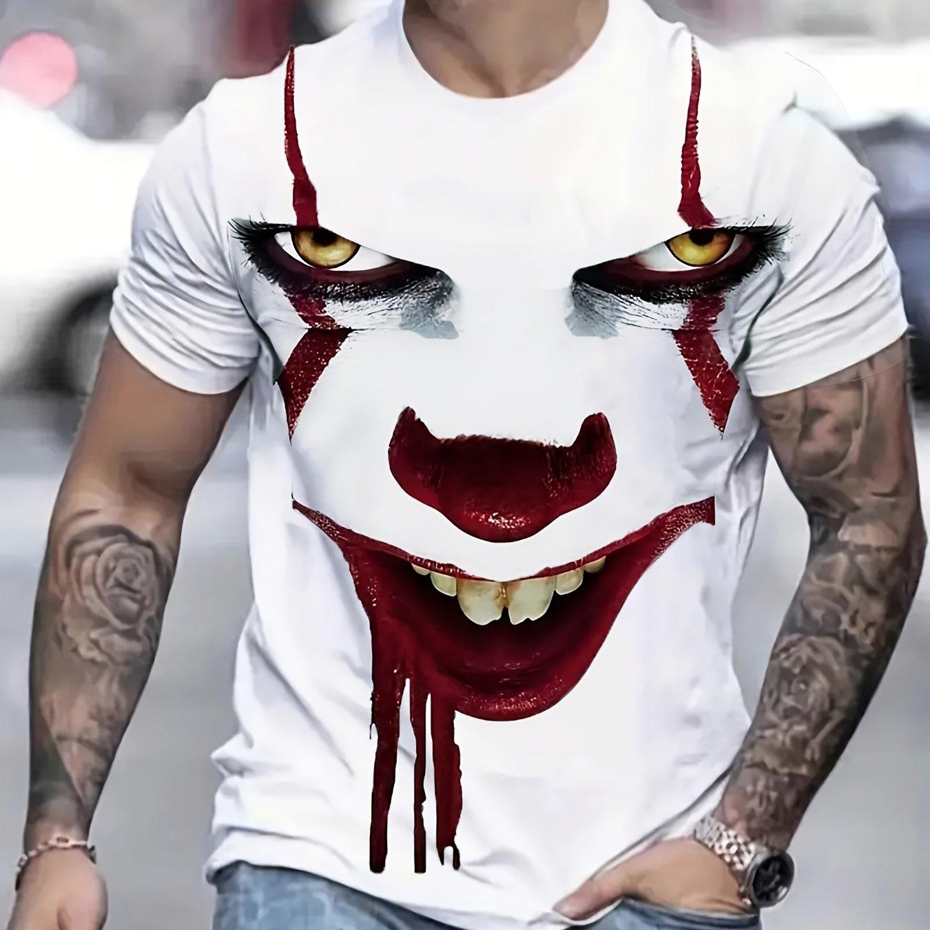 Sommer Herren T-Shirt mit gruseligem Clown 3D-Druck S