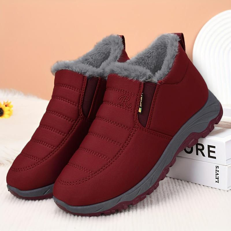 Bestellen Sie eine Größe größer, Schneestiefel, Herrenschuhe für Herren, warmes Fell, Winter-Herrenschuhe, Unisex-Stiefeletten, wasserdichter Schuh, Herrenschuhe, Arbeitsschuhe 41 rot