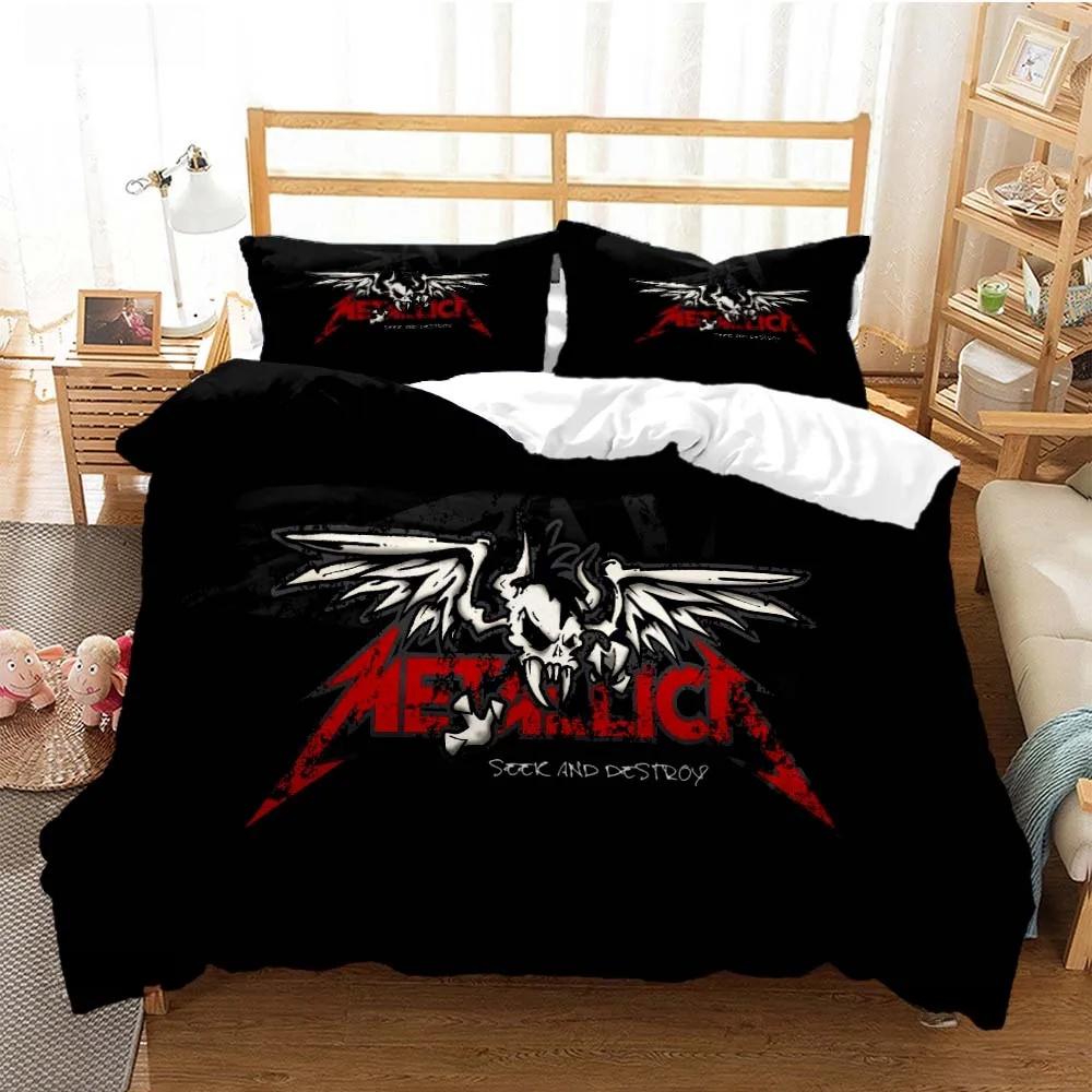 Bettwäscheset für Metal-Musikband M-Metallica, Einzelbett, Doppelbett, Queensize-Bett, Kingsize-Bett, Bettbezug-Set für Erwachsene und Kinder, Heimtextilien US King 264x228cm