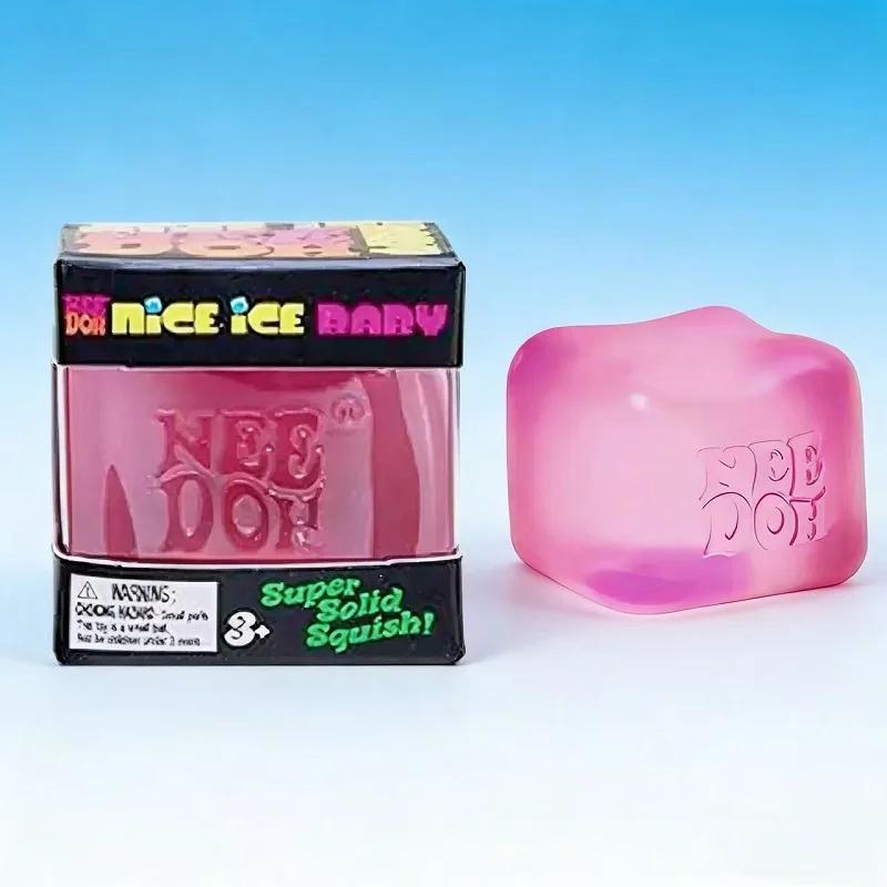 NeeDoh Nice Cube Squishy Stressabbau-Spielzeug, Weicher Knetwürfel für Kinder & Erwachsene, Sensorisches Spielzeug zur Angstlinderung rosa