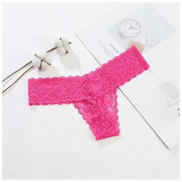Damen Spitzenslips Nahtlose Unterhosen aus Eisseide Bequeme Höschen Unterwäsche Bikiniunterwäsche mit Blumenrand S rosa
