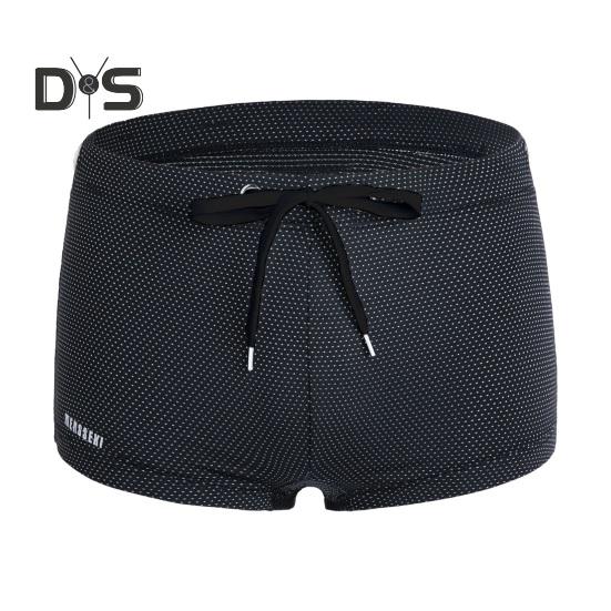 Sommer Männer Badeshorts Low-rise Einfarbig Strand Enge Badehose mit Taille Krawatte Badeanzug Sport Surf Shorts Badehose S schwarz