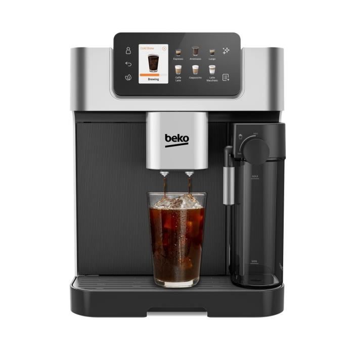 Kaffeevollautomat mit Mahlwerk - BEKO - CEG7348X - 1350 W - 250g Bohnen - Schwarz / Silber