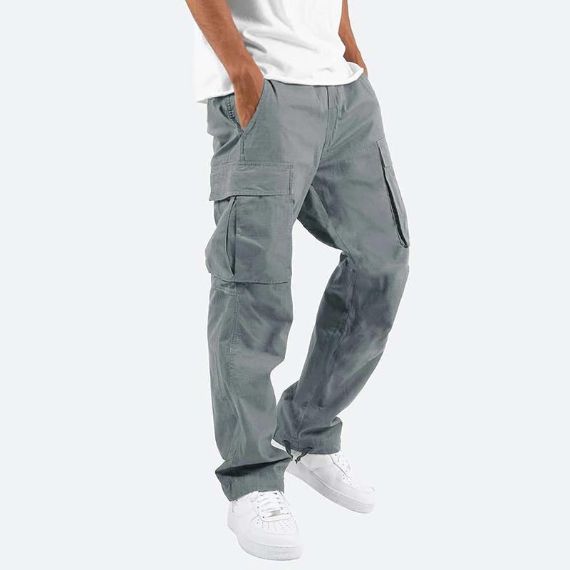 Männer Cargo Hosen Multi-Pocket Bänder Jogginghose Streetwear Casual Herren Hosen Hosen L grau
