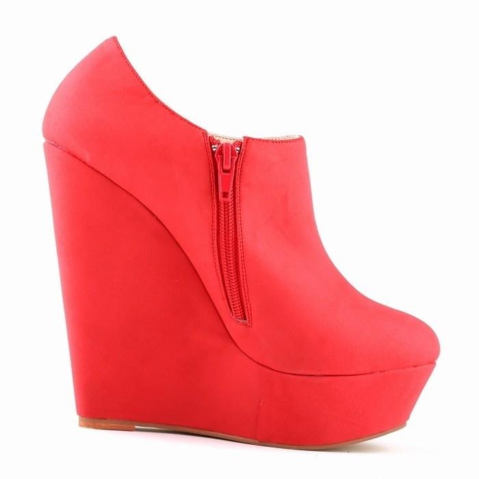 Winter High Heels Wildleder Schuhe Stiefeletten Wedges Frauen Plattform Elegent High Heels Schuhe UNS Größe Keil schuh 37 rot