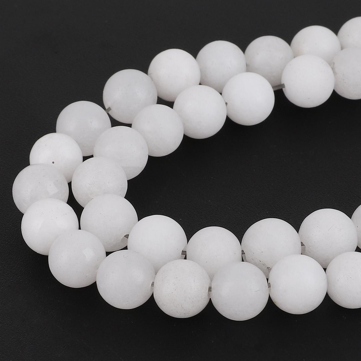 Natursteinperlen Runde Perlen für DIY Schmuckherstellung Armband Halskette Fußkettchen 8mm 48pcs weiß