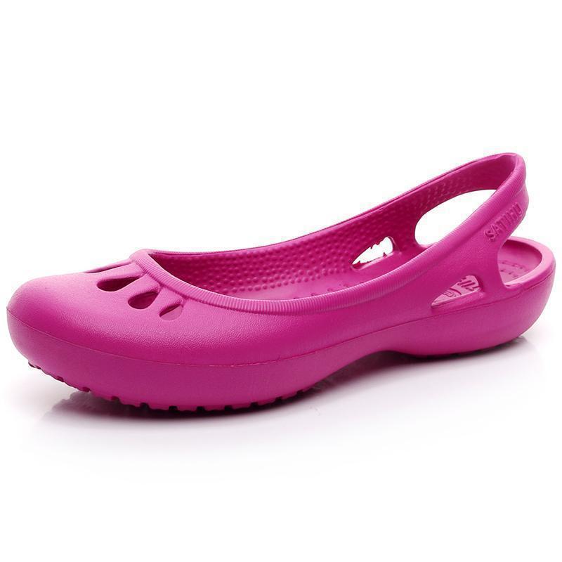 Sommer Neue Leichte Anti Slip Loch Schuhe Clog Für frauen Flache Unterseite Sandalen Krankenschwester Outdoor Strand Jelly 35 pink
