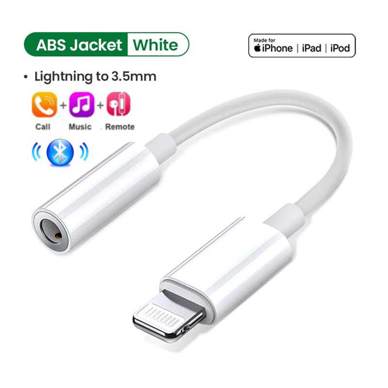 Adapter für iPhone auf 3,5-mm-Kopfhörer-Adapter für iPhone 12 11 Pro max x xr Aux-Kabel 3,5-mm-Klinkenkabel Audio-Splitter für iOS-Adapter Bluetooth Models weiß