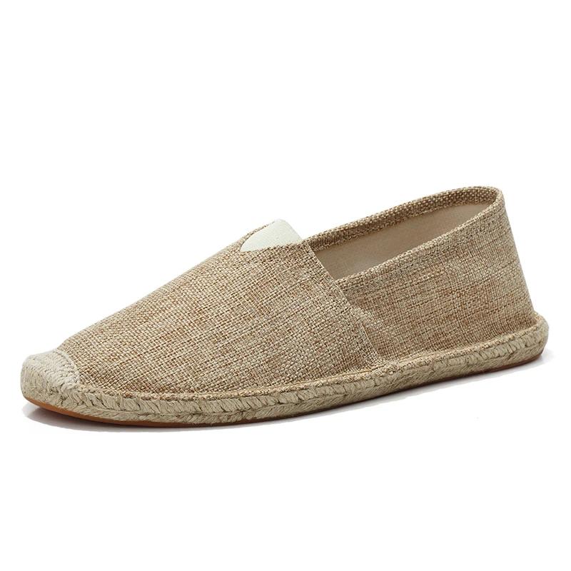 Weiche Schuhe für ältere Menschen Leichte Persönlichkeit Canvas-Schuhe Faule Schuhe Slip-on Herren Atmungsaktiv Bequem Dicke Sohle Leinen 47 dunkelbraune