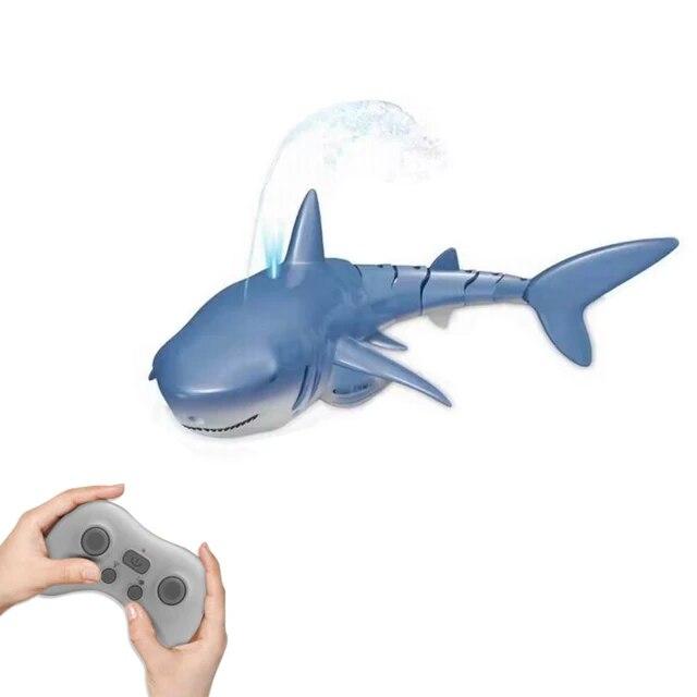 Smart Rc Shark Whale Spray Wasser Spielzeug Ferngesteuertes Boot Schiff U-Boot Roboter Fisch Elektrisches Spielzeug für Kinder Jungen Baby Kinder blau