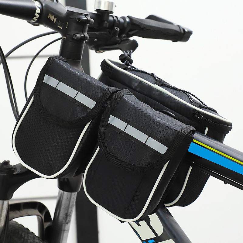 Wasserdichte 4-in-1 Mountainbike-Tasche: Oberrohr, Vorderrohr, Sattel, Rohr - Fahrradzubehör 4-in-1 schwarz