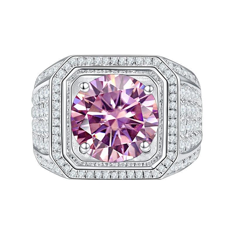 BagueRingen Herren S925 Sterling Silber Schmuck Luxus 2ct D Farbe Moissanit Diamon Ring Geschäftsmann Größe 6-13 Offene Ringe 9 rosa