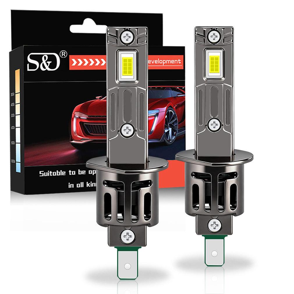 2 Stück 60000LM H1 Turbo LED Scheinwerferlampen 260W Canbus Mini Kabellose Lampen mit Lüfter CSP Chips Super Hell für Auto Nebelscheinwerfer Scheinwerfer 6500K Weiß H1 gray