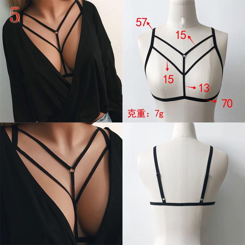 Sexy Frauen Mädchen elastische Käfig BH Bandage Riemchen Neckholder BH M schwarz