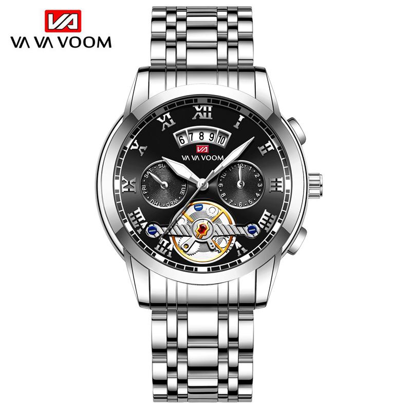 VA VA VOOM Top Marke Männer Quarzuhr Sport Herren Quarzuhren Wasserdichte Chronograph Armbanduhr Männer Relogio Masculino für männer Uhren silber