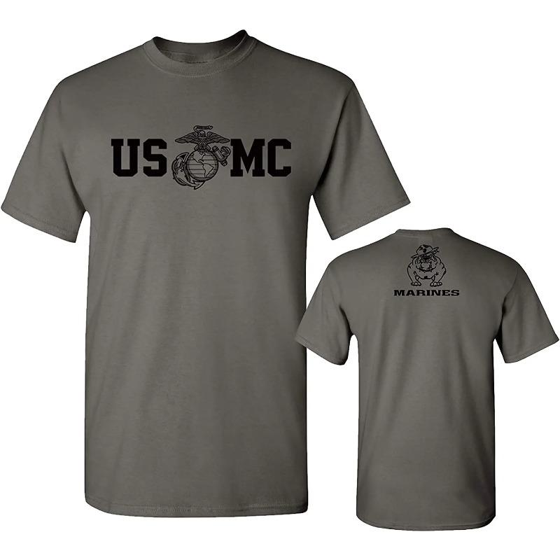 Marine Corps Bulldog USMC Militär T-Shirt O-Ausschnitt Sommer Kurzarm Lässig Herren T-Shirt XXXL dunkelgrau