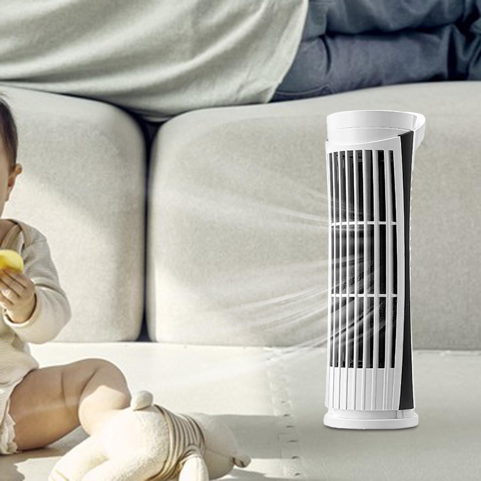 Kleiner Desktop-Turmventilator, Tischlampe, USB-Tischventilator, 2 Geschwindigkeiten, Raumklimaanlagenventilatoren für Zuhause, Wohnzimmer, Schlafzimmer weiß