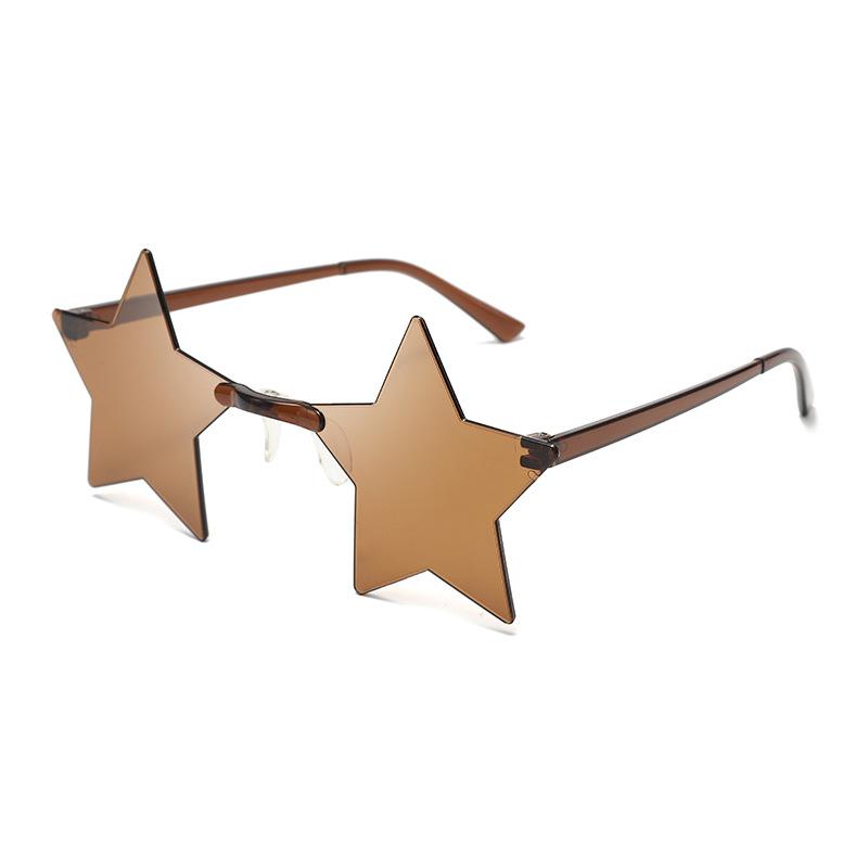 Neue kreative Stern Brille Candy Farbe Männer Unisex Frauen randlose Schattierungen Persönlichkeit Party Mode Brille Sonnenbrille gut gemacht Brown