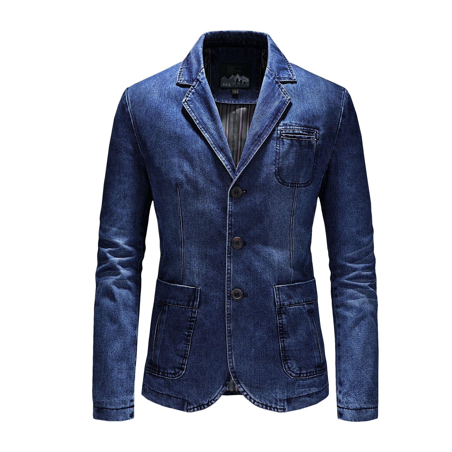 Jeansjacke Herren New Denim Anzug Frühling und Herbst Mantel Kleiner Anzug M