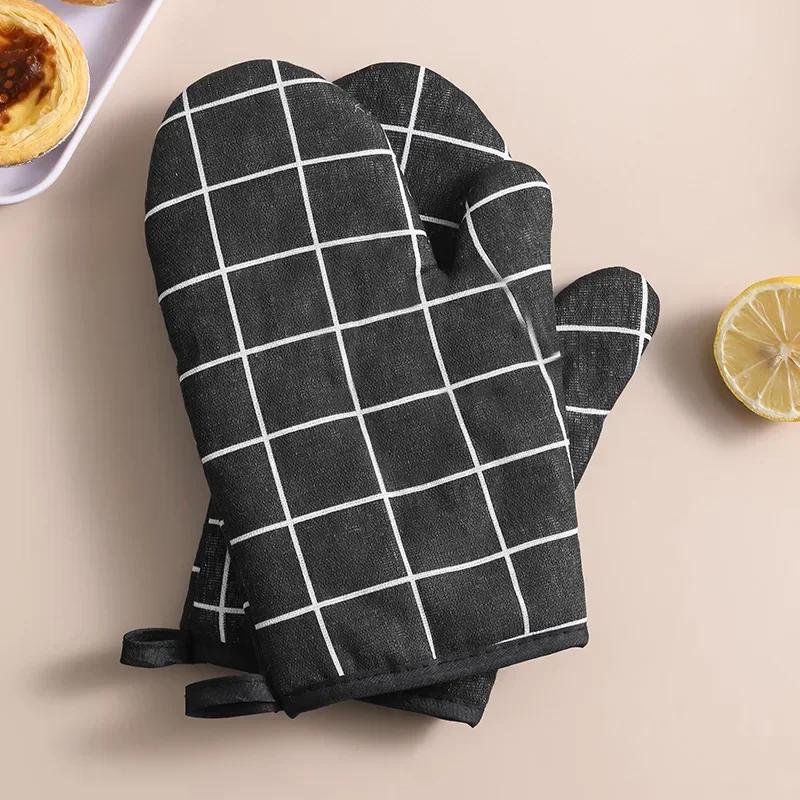 2 stücke Wärme-isolierende Handschuhe Anti-verbrühen Mikrowelle Handschuhe Hohe Temperatur Beständig Küche Backofen Handschuhe cozinha utensilio black