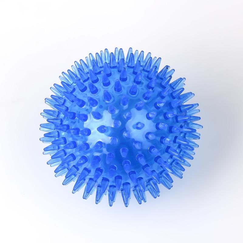 Interaktives Quietschspielzeug für Hunde, ungiftiger TPR-Gummi-Zahnreinigungsball für Hunde, Welpen-Backenzahnbeiß-Kauspielzeug für kleine, mittelgroße und große Hunde L blue