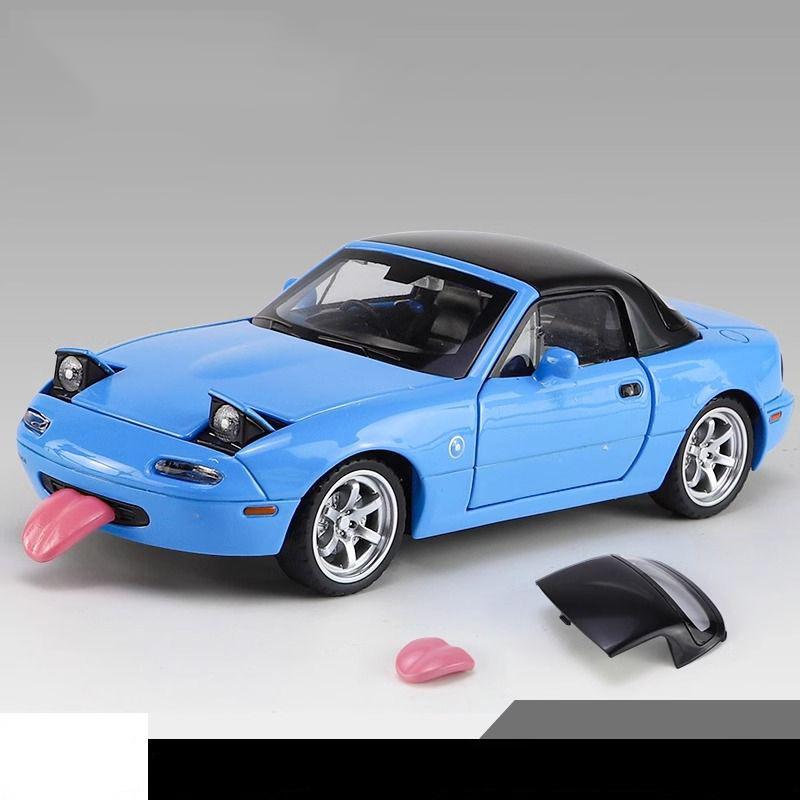 1:32 Mazda MX-5 Modellauto Legierung Diecast Spielzeug Sound Licht Rückzug 5 Türen zu öffnen Gummireifen Fahrzeug Spielzeug Geschenk für Kind Dekorativ blau