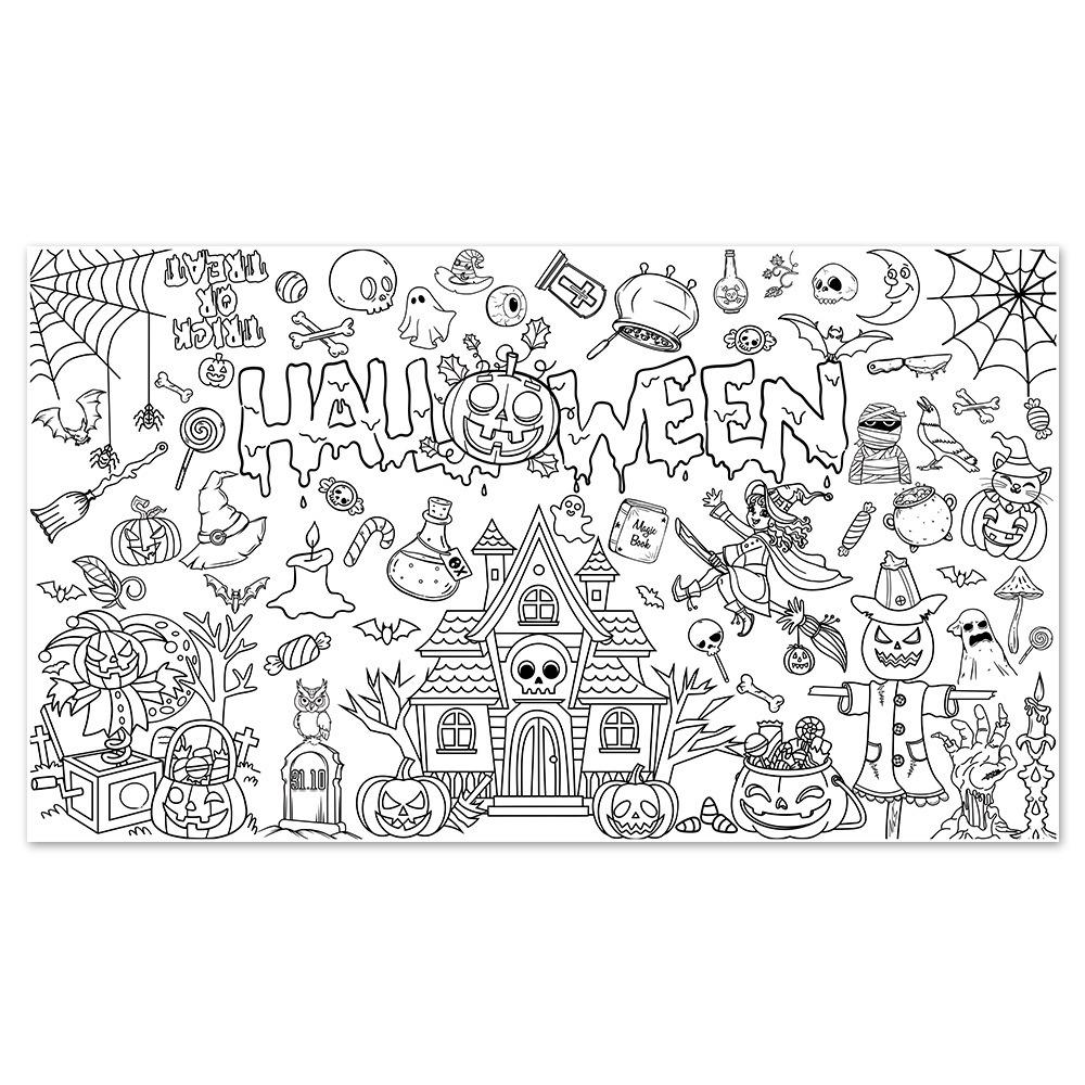 Handgemachte Halloween Graffiti Tischdecke Kreative DIY Party Tischdecke Halloween Dekorationen 130x75cm