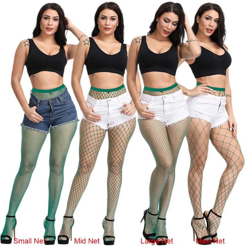 Lange sexy Netzstrümpfe für Damen, Fischnetz-Strumpfhose, Netz-Nylon-Strumpfhose, Dessous, Haut, Oberschenkelhohe Strümpfe Maxi Net grün