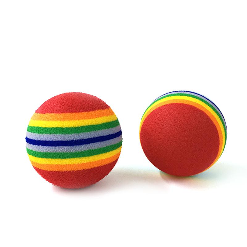 1Pcs Regenbogen 3,5 cm Katze Spielzeug Ball Interaktive Katze Spielzeug Spielen Kauen Rassel Scratch EVA Ball Pet Ausbildung liefert