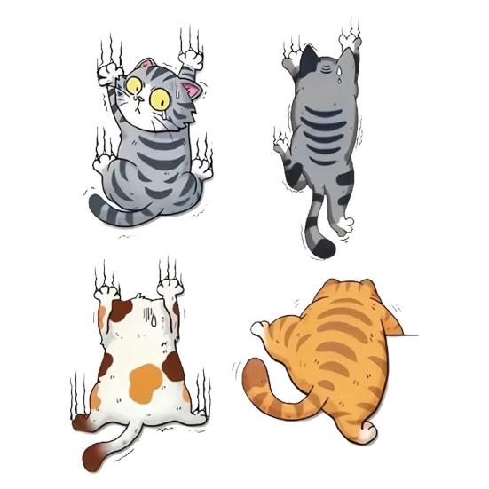Cartoon Kratzende Katze Wandaufkleber Lustiger 4 Kletternde Katzen Aufkleber Niedlicher Katzen Stoßstangenaufkleber für Auto LKW Motorrad Wand Fenster Dekor Cat