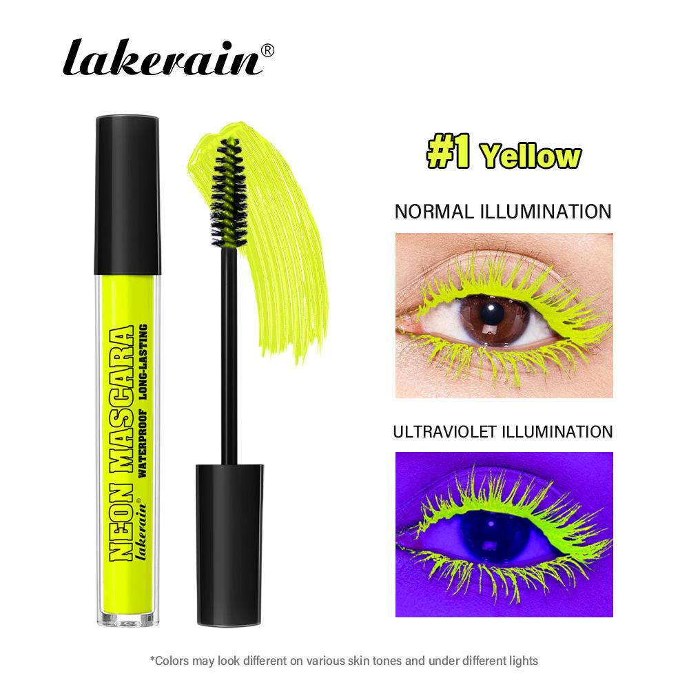 Fluoreszierende Mascara Wasserdicht Wimpern Langanhaltend Schnelltrocknend Bunt Neon Wimpern Schwungvoll Verlängert Wimpern Kosmetik gelb