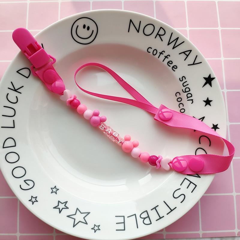 Neue Baby Schnuller Clip Kette Dummy Halter Für Brustwarzen Kinder Schnuller Clips Schnuller Halter Einstellbare Halter für Brustwarzen hellrosa
