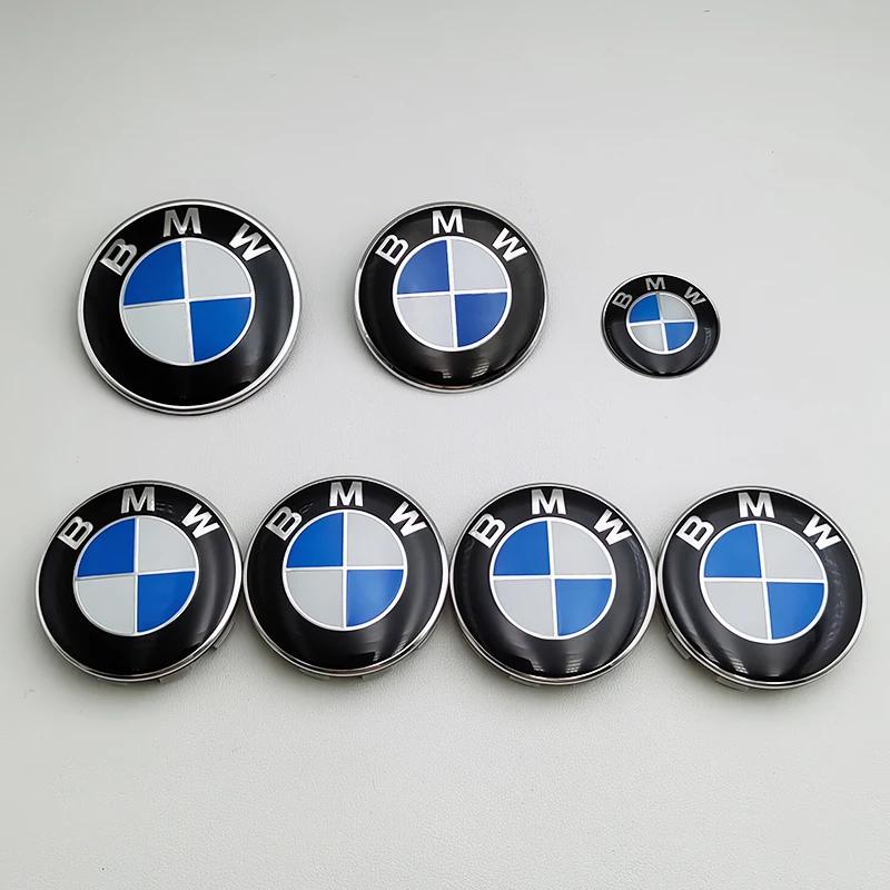 7-teiliges BMW Emblem Set 82mm 74mm 45mm 56mm 68mm Auto Frontklappe Logo Heckklappe Abzeichen Radnabenkappen Lenkrad Aufkleber 82 82 56x4 45