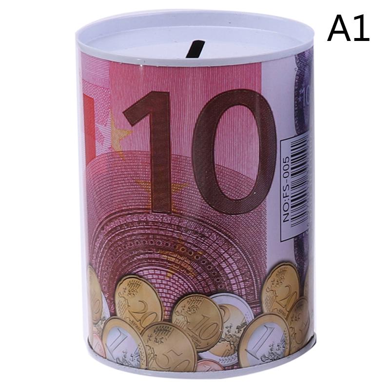 Euro-Dollar-Spardose, sicherer Zylinder, Sparschwein für Münzen, Einzahlungsboxen