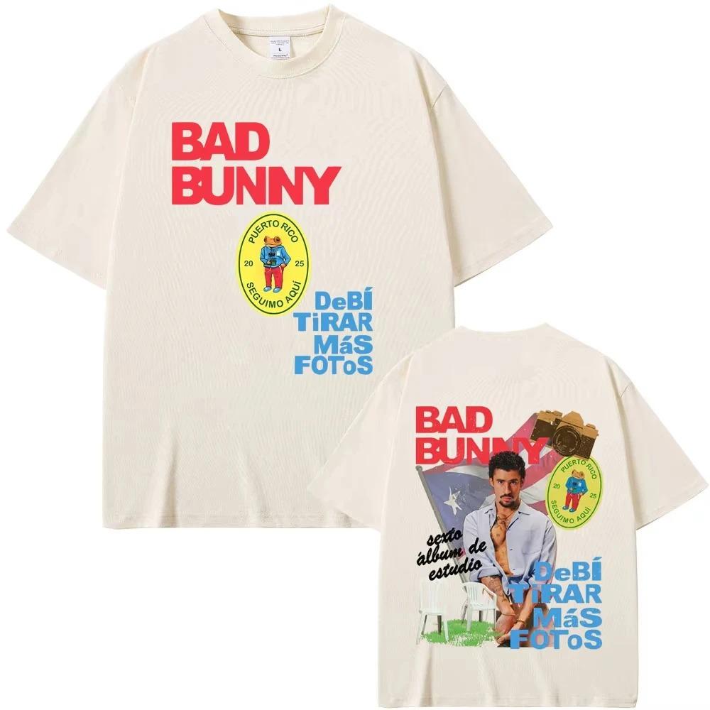 Rapper Bad Bunny DeBi TiRAR MaS FOToS DTMF 2026 Tour T-Shirts Herren Damen Hip Hop Popmusik T-Shirts Männlich Retro Oversized T-Shirts S