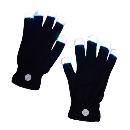 1 Paar Leuchtende Handschuhe LED Leuchtende Fingerhandschuhe mit 7 Farb-Dynamik-Lichtmodus Atmungsaktive Blinkende Rave Party Handschuhe für Erwachsene Jugendliche A