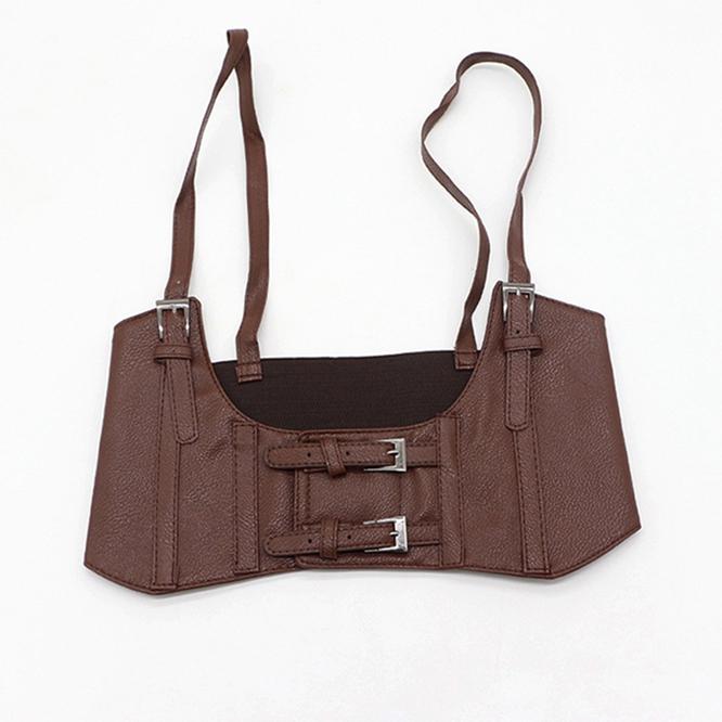 Vintage Frauen Korsett Weste Steampunk Harness Breite Elastische Taille Schnalle Kummerbunds Elastische Hosenträger Gürtel one size braun